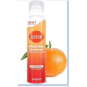 Lume Whole Body Deodorant Invisible Spray Clean Tangerine 3.6oz 3 Pack‎ New